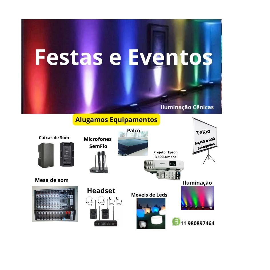 Som , Audio , Projeção, Moveis de Leds, Palco e iluminação