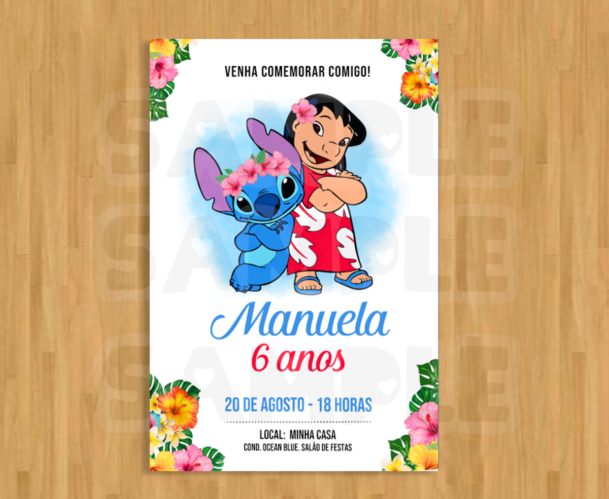 Festejante Festejar Conviteria CONVITE DIGITAL LILO E STITCH VIRTUAL ANIVERSÁRIO