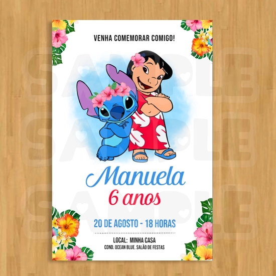 CONVITE DIGITAL LILO E STITCH VIRTUAL ANIVERSÁRIO