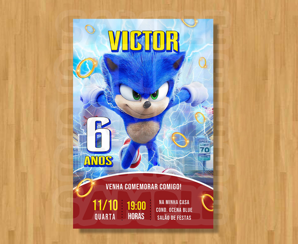 Festejante Festejar Conviteria Convite Digital Sonic Virtual